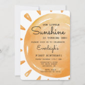 Invitation Notre petit soleil tourne le 1er anniversaire (Devant)