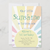 Invitation Notre petit soleil tourne une fête d'anniversaire (Devant)