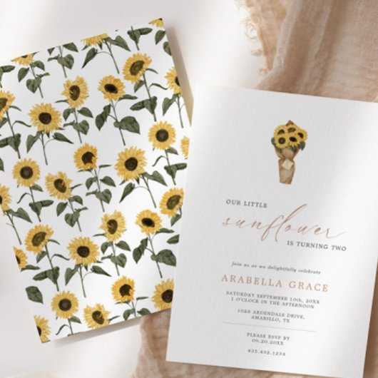 Invitation Notre Petit Tournesol - Anniversaire Rustique d'Au