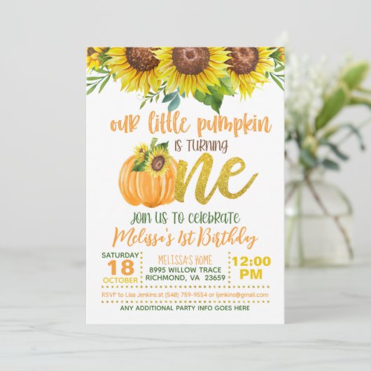 Invitation Notre petit tournesol arrive à UN an  (Debout devant)