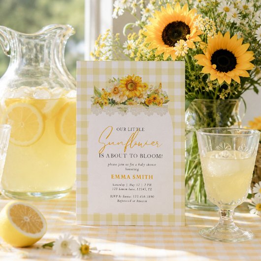 Invitation Notre Petit Tournesol Gingham Jaune