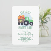 Invitation Notre petit tracteur Citrouille garçon 1er anniver (Debout devant)