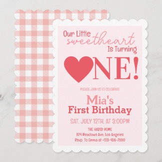 Invitation Notre petite amoureuse première fête d'anniversair