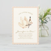 Invitation Notre petite aquarelle Birdie Minimal Baby Anniver (Debout devant)