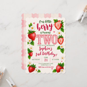Invitation Notre petite baie a un an Anniversaire de fraise 2