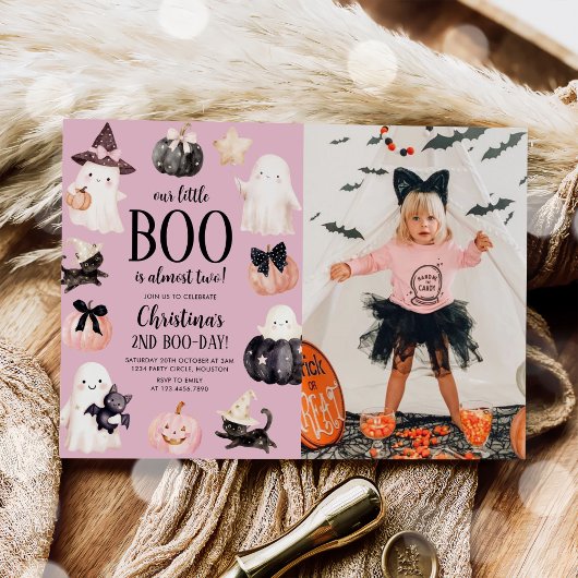 Invitation Notre petite Boo Halloween 2e fête d'anniversaire