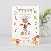 Invitation Notre petite boule de viande 1er anniversaire Phot (Debout devant)