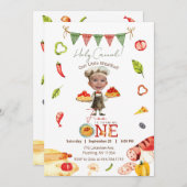 Invitation Notre petite boule de viande 1er anniversaire Phot (Devant / Derrière)