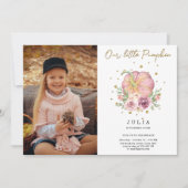 Invitation Notre Petite Citrouille Anniversaire Pink Photo In (Devant)