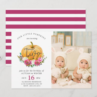 Invitation Notre petite citrouille automnale florale 2ème ann