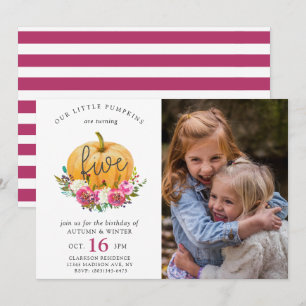 Invitation Notre petite citrouille automnale florale 5ème ann