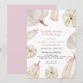 Invitation Notre Petite Citrouille Baby shower de la Bow rose (Devant / Derrière)