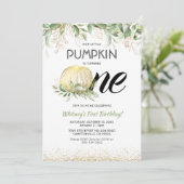 Invitation Notre Petite Citrouille fête d'anniversaire (Debout devant)