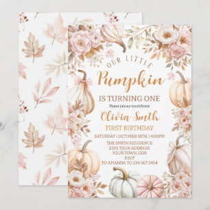 Invitation Notre petite citrouille fille pour son 1er anniver