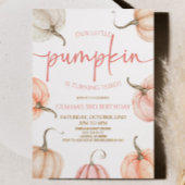 Invitation Notre Petite Citrouille Rose Blanc Automne fête d'