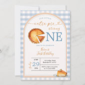 Invitation Notre petite croûte bleu En vichy premier annivers (Devant)