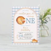 Invitation Notre petite croûte bleu En vichy premier annivers (Debout devant)