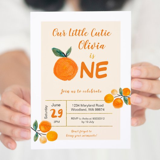 Invitation Notre petite cuite orange 1er anniversaire
