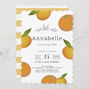 Invitation Notre Petite Cutie Citrus Orange Girl 1er annivers