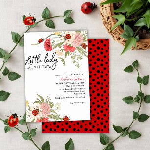Invitation Notre petite dame est en route baby shower coccine