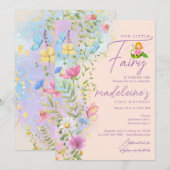 Invitation Notre Petite Fée Fleur sauvage Fille 1er anniversa (Devant / Derrière)