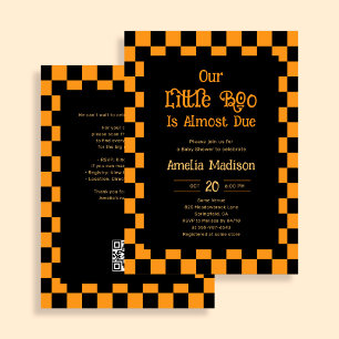 Invitation Notre petite fée Halloween Baby Shower Orange