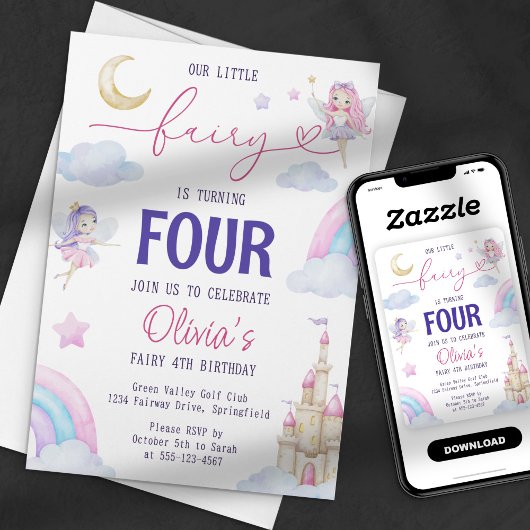 Invitation Notre petite fée magique Fête de conte de fées Arc