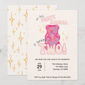 Invitation Notre petite fête Animal Gummy Bear 2e anniversair (Devant / Derrière)
