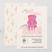 Invitation Notre petite fête Animal Gummy Bear 5e anniversair (Devant / Derrière)