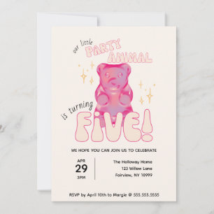 Invitation Notre petite fête Animal Gummy Bear 5e anniversair