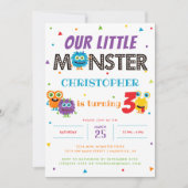 Invitation Notre petite fête Anniversaire de enfant Monster (Devant)