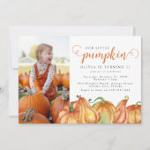 Invitation Notre petite fête d'anniversaire de citrouille (Devant)