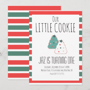 Invitation Notre petite fête d'anniversaire de Cookie Noël po