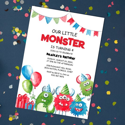 Invitation Notre petite fête d'anniversaire de monstre