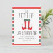 Invitation Notre petite fête d'anniversaire Elf- Elf Feet Fir (Debout devant)