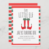 Invitation Notre petite fête d'anniversaire Elf- Elf Feet Fir (Devant / Derrière)