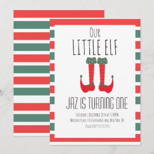 Invitation Notre petite fête d'anniversaire Elf- Elf Feet Fir