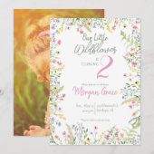 Invitation Notre petite fête d'anniversaire Fleur sauvage ave (Devant / Derrière)