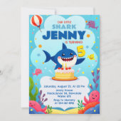Invitation Notre petite fête d'anniversaire requin (Devant)