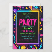Invitation notre petite fête d'anniversaire Rétro Néon des an (Devant)