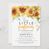 Invitation Notre petite fête d'anniversaire Tournesol (Devant)