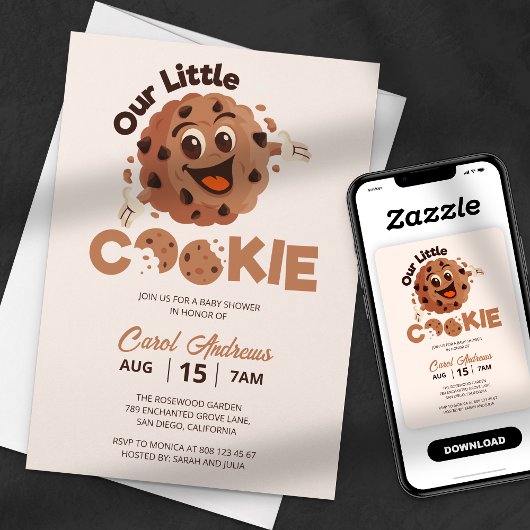 Invitation Notre petite fête de bébé Cookie Sweet