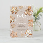 Invitation Notre petite fête de Noël de bébé Cookie (Debout devant)