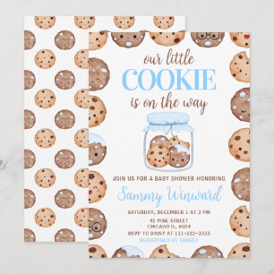 Invitation Notre petite fete pre-natale Cookie Blue