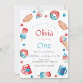 Invitation Notre petite fêteuse 1ère fête d'anniversaire (Devant)