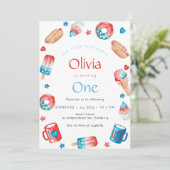 Invitation Notre petite fêteuse 1ère fête d'anniversaire (Debout devant)