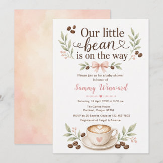Invitation Notre petite fève Baby Shower Café