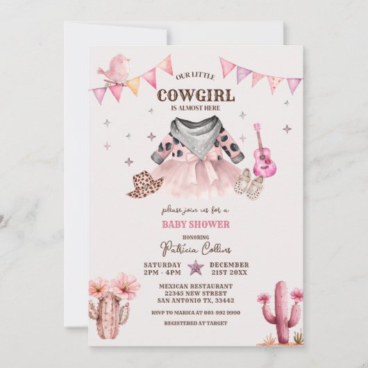 Invitation Notre petite fille Baby shower occidental (Devant)