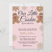 Invitation Notre petite fille biscuit Baby shower de Noël ros (Devant)