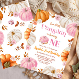 Invitation Notre Petite Fille Citrouille Première fête d'anni